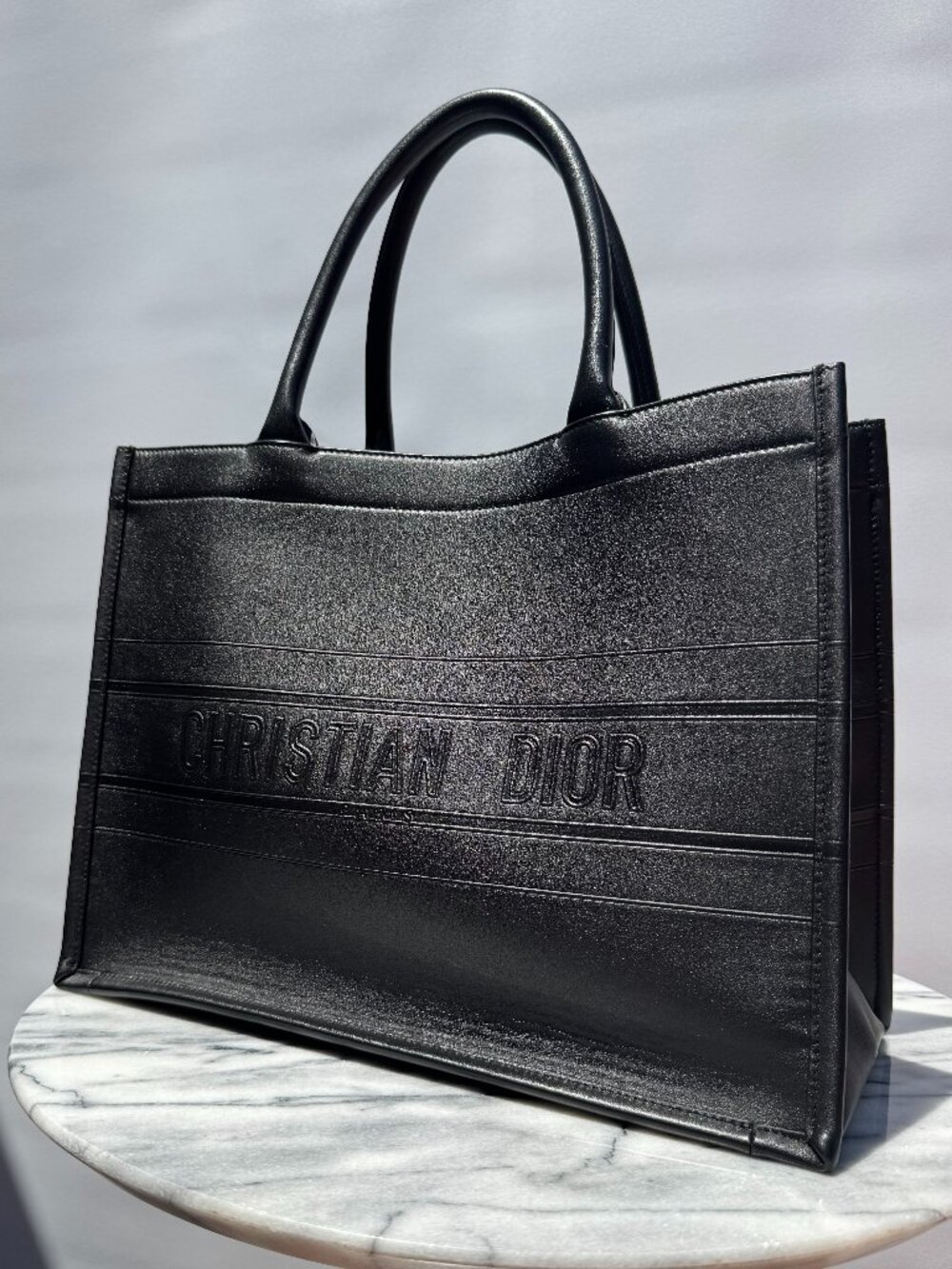 Christian Dior Black Leather Book Tote